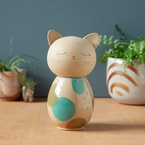 Kokeshi-Inspired Ceramic Kitty Jar - Cool Shapes