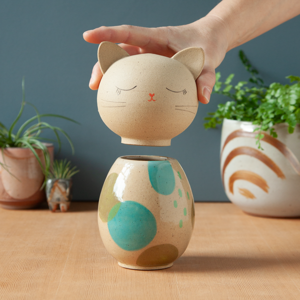 Kokeshi-Inspired Ceramic Kitty Jar - Cool Shapes