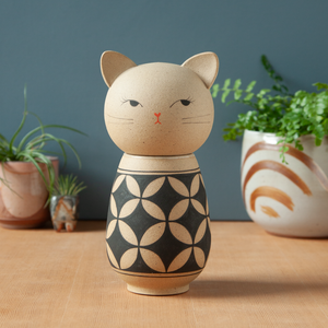 Kokeshi-Inspired Ceramic Kitty Jar - Seven Treasures