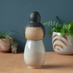 Kokeshi-Inspired Ceramic Jar - Shino Subtlety