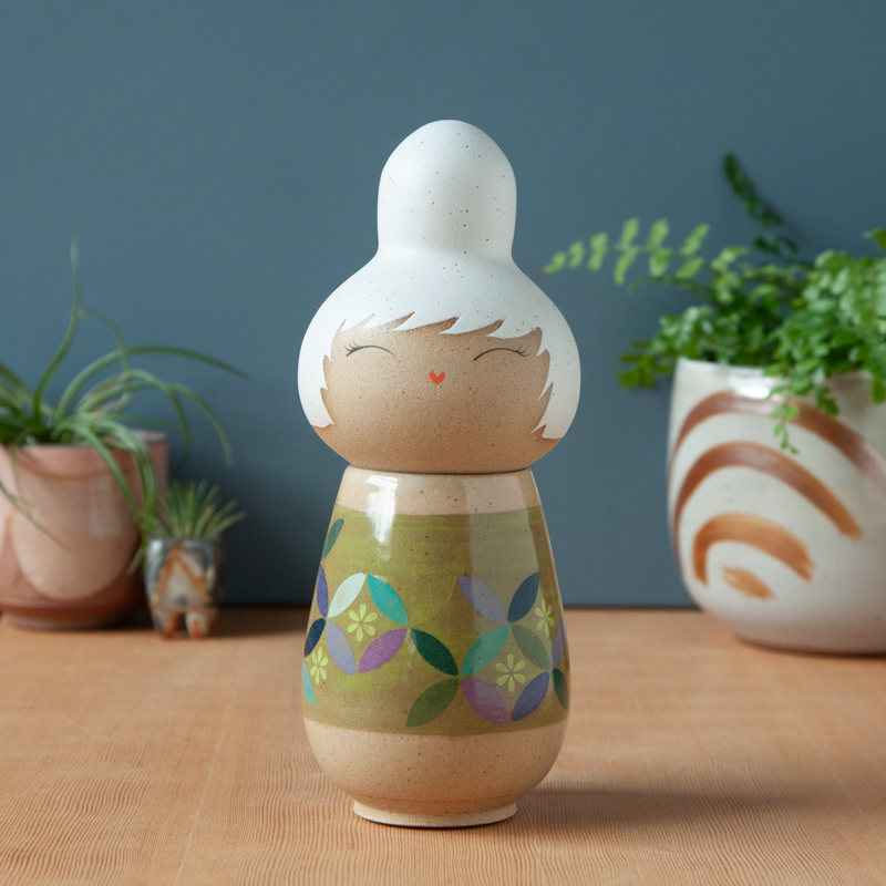 Kokeshi-Inspired Ceramic Jar - Mid-Mod Seven Treasures