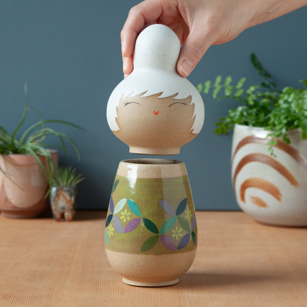 Kokeshi-Inspired Ceramic Jar - Mid-Mod Seven Treasures