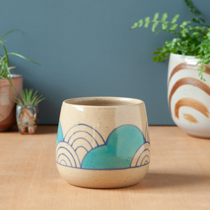 Small Cache Pot with Clouds & Waves