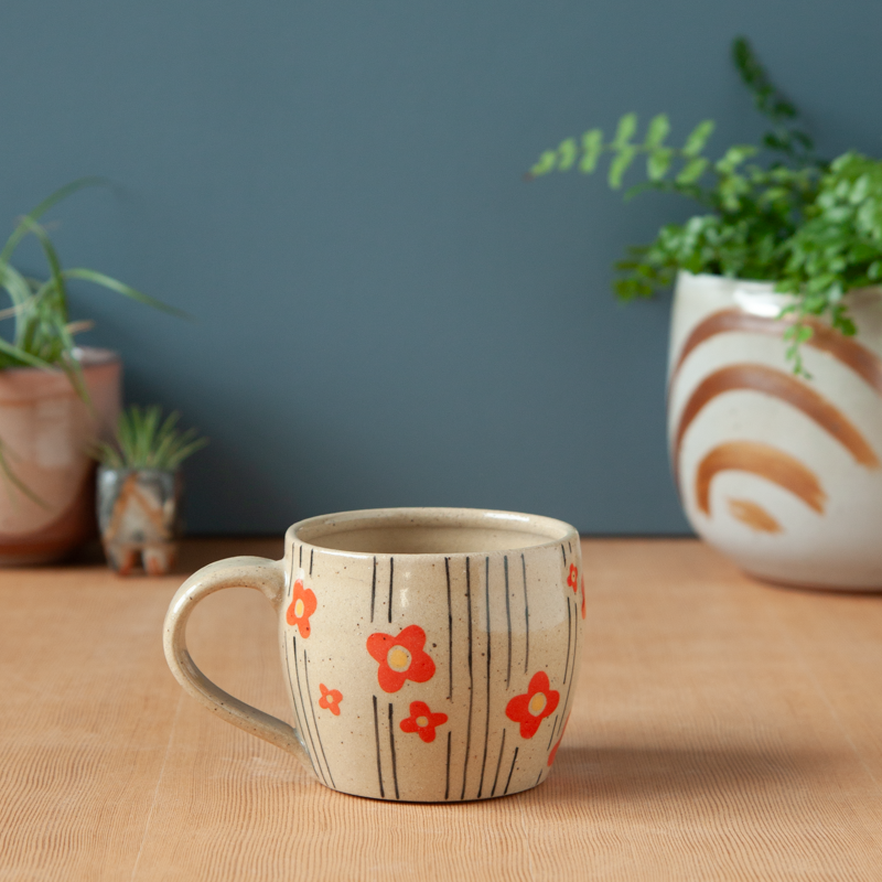 Striped Floral Mug