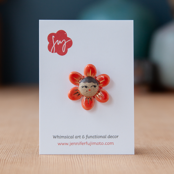 Ceramic Brooch - Flower Friend