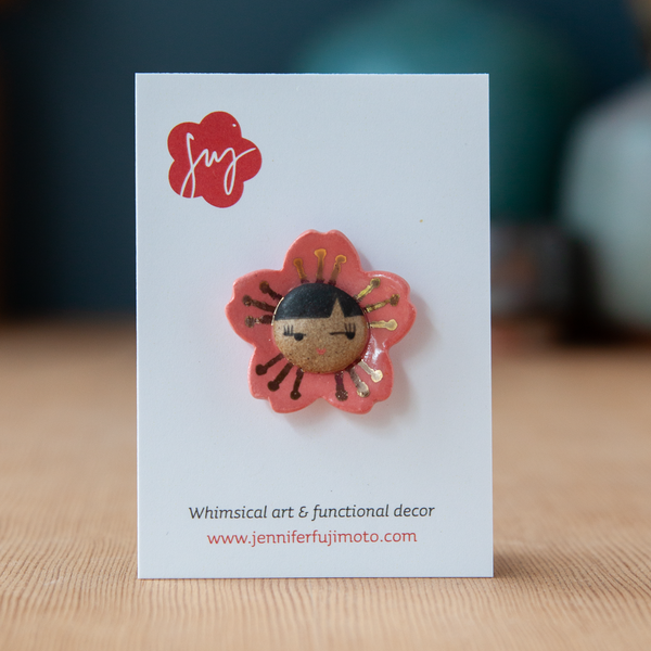 Ceramic Brooch - Flower Friend