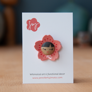 Ceramic Brooch - Flower Friend