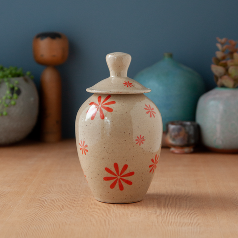 Fancy Jar with Red Florals