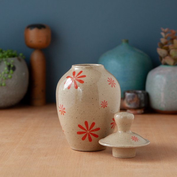 Fancy Jar with Red Florals