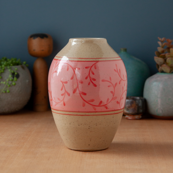 Vase with Pink and Red Vines